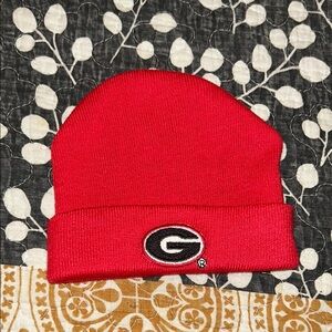 NEWBORN Red Beanie with GEORGIA BULLDOGS logo